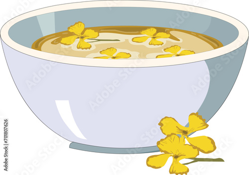 Bowl of mustard oil vector illustration