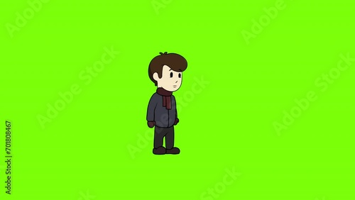 Little kid boy idle animation. Green Screen loop animation. Game assets character. photo
