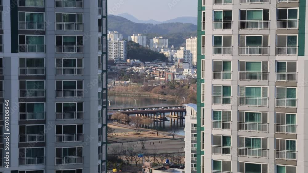 Ulsan City, South Korea December 29, 2023 This daytime video captures a unique view between