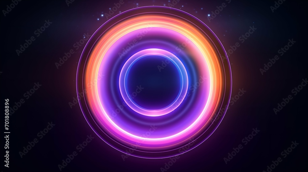 Abstract neon circle on a black background. Futuristic technology style. Abstract neon circle on a black background. Futuristic technology style.
