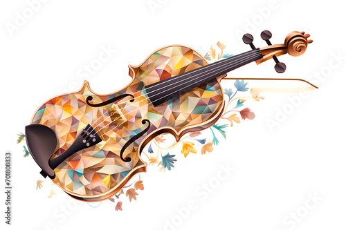 Hand drawn watercolor violin  isolated on PNG background