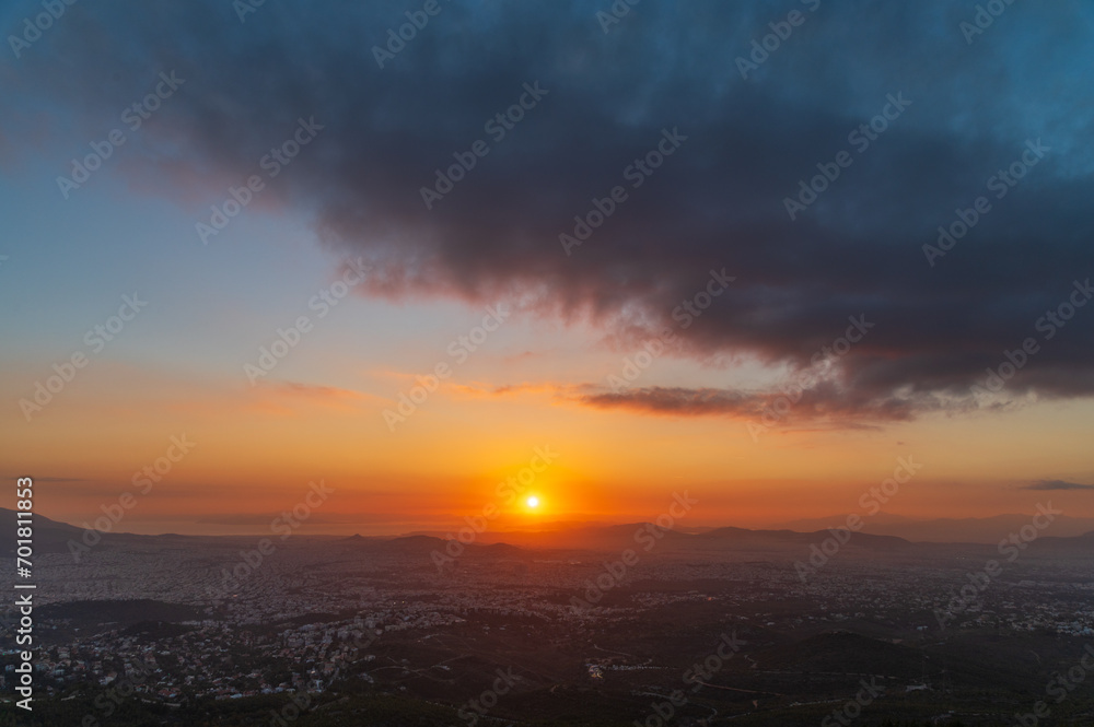 Clouds at sunset over Athens, Greece