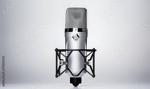 Professional condenser microphone on a white background. 3d rendering.