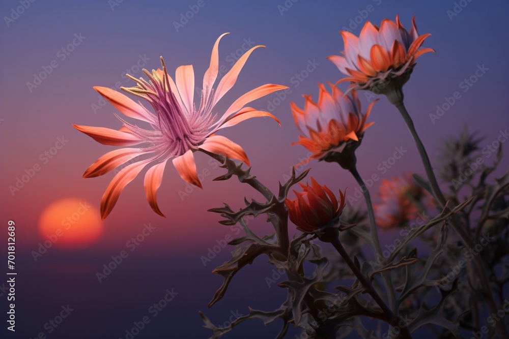 Closeup of a flower during the sunset Closeup of a flower during the sunset