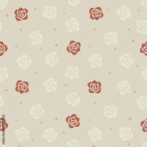 Seamless pattern of red and white roses