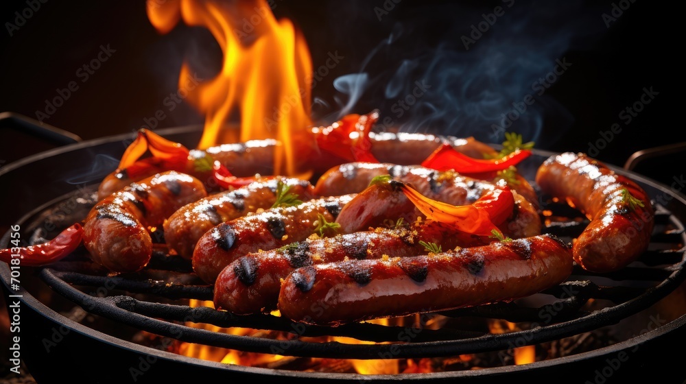 BBQ sausages. Generative AI BBQ sausages. Generative AI