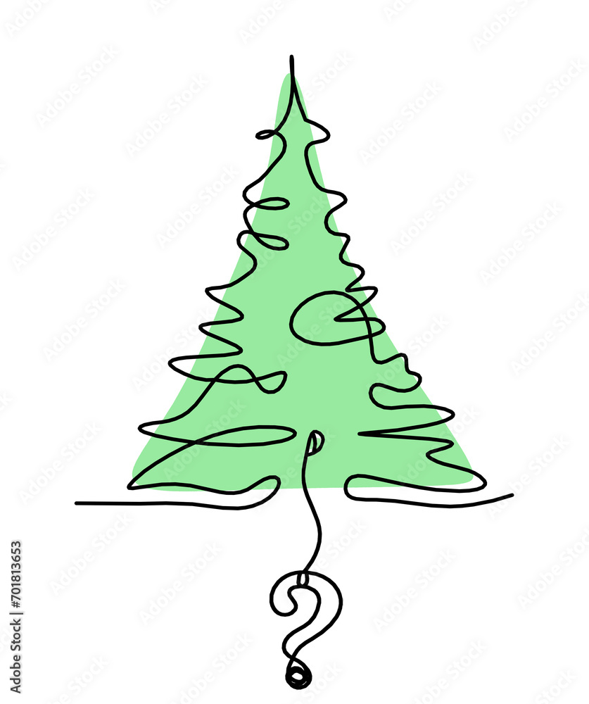 Abstract color tree and question as line drawing on the white Abstract color tree and question as line drawing on the white