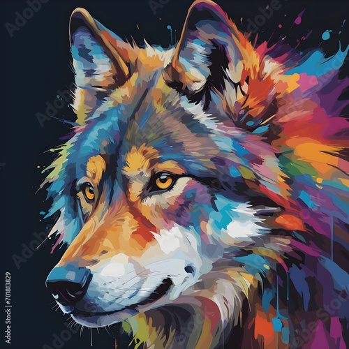 abstract portrait of an wolf with colorful © zuleyka123