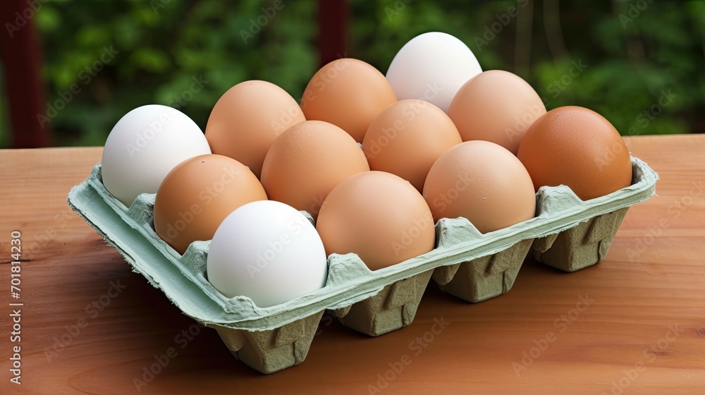Eggs in green box. Generative AI Eggs in green box. Generative AI