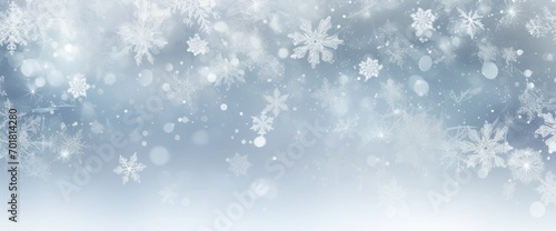 Light silver abstract Christmas background with white snowflakes