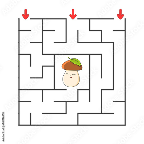 Square maze. Game for kids. Puzzle for children. cartoon character. Labyrinth conundrum. Find the right path. The development of logical and spatial thinking. Vector illustration.