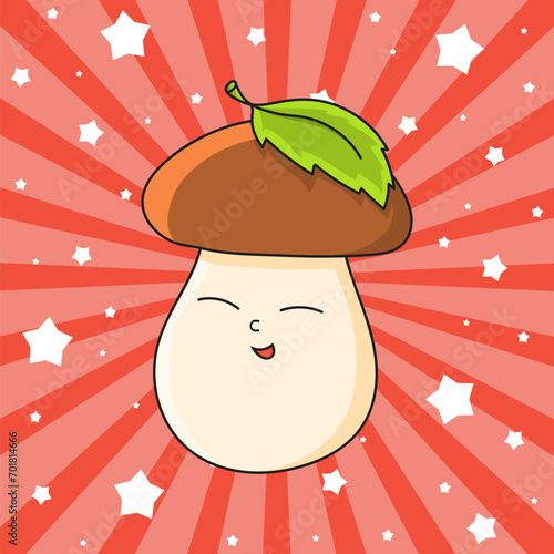 Cute cartoon character. Isolated on color background. Template for your design. Vector illustration.