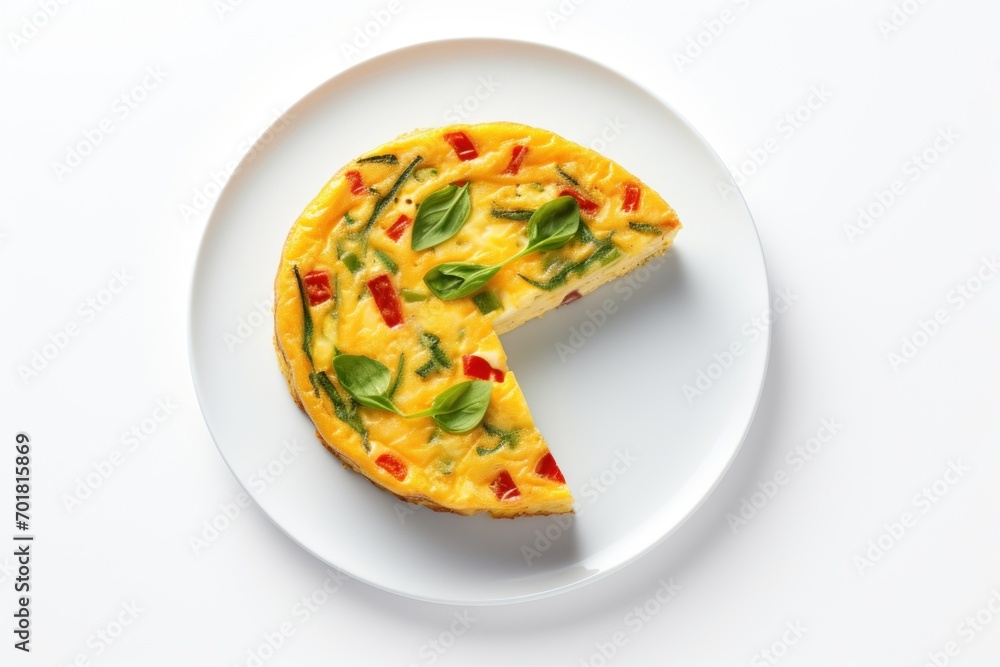top view of frittata with tomatoes and herbs.omelet.breakfast top view of frittata with tomatoes and herbs.omelet.breakfast