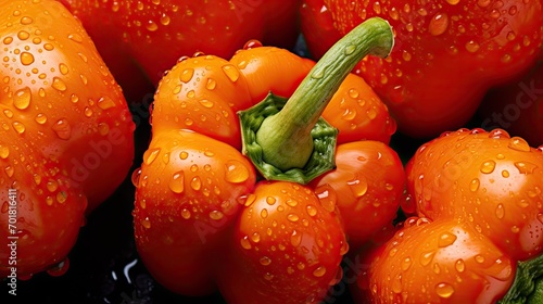 Water on orange peppers.. Generative AI