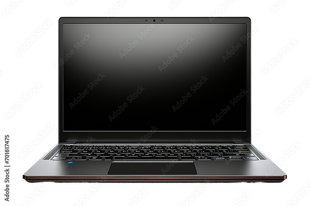 Modern digital metallic silver and black laptop on PNG background 3D rendering Modern digital metallic silver and black laptop on PNG background 3D rendering