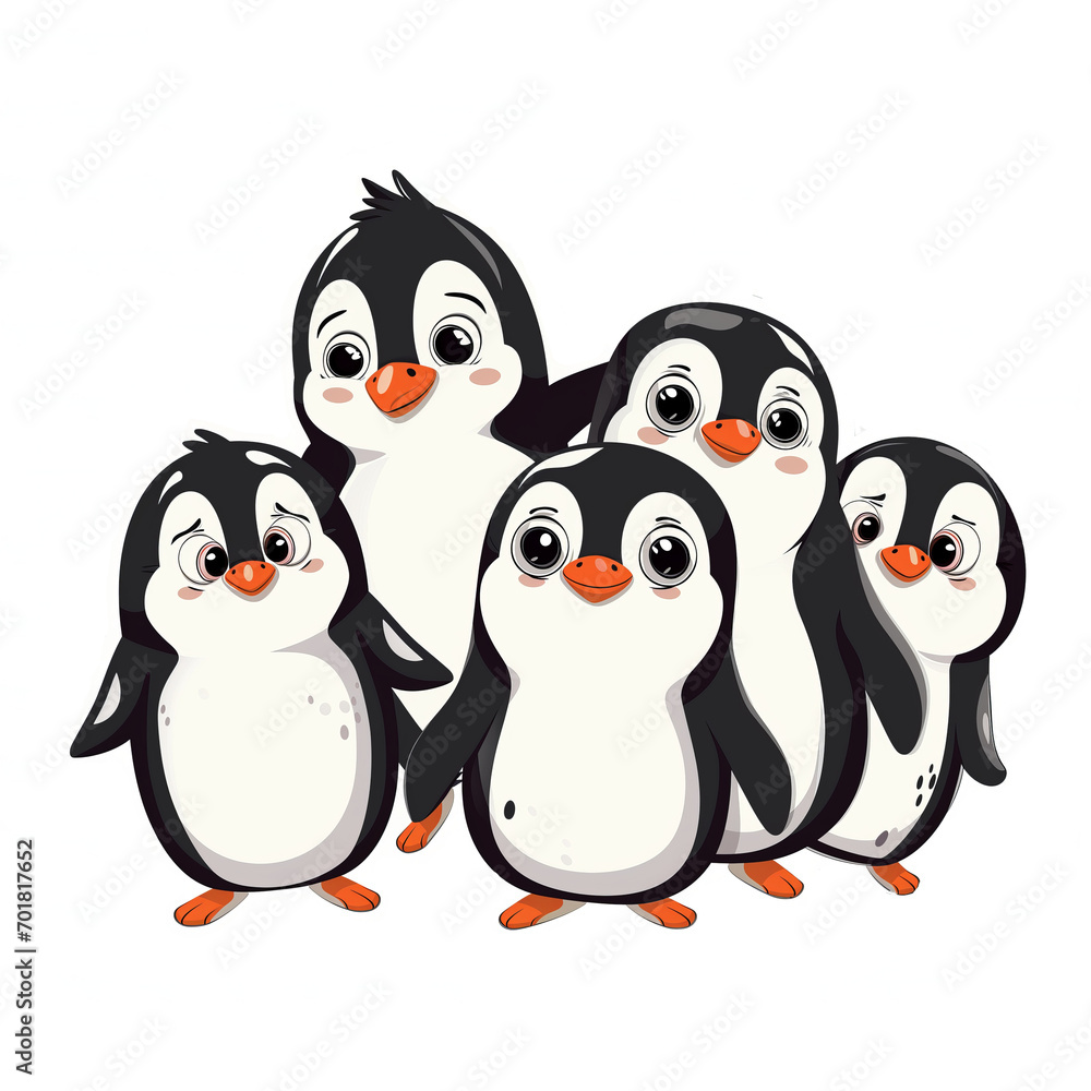 Naklejka premium Cute penguins cartoon on a white background.