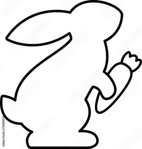 bunny holding carrot outline