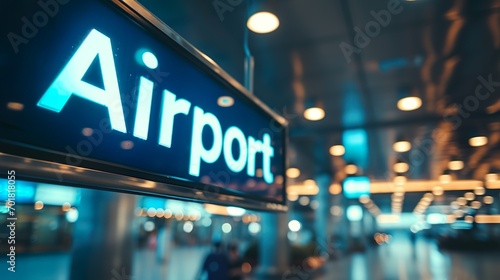 Airport sign at the airport made with Ai generative technology