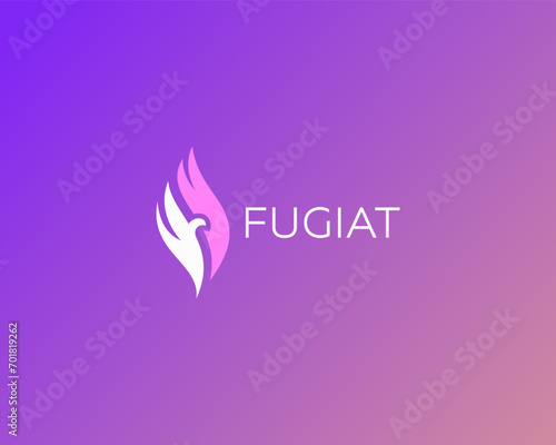Abstract fire bird logo design. Creative eagle hawk logotype. Universal freedom energy danger sign. Vector illustration.