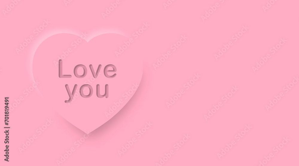 Valentine's day concept on pink background. Pink heart.
