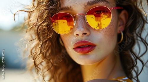 Stylish Woman with Vibrant Sunglasses