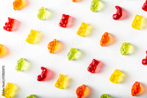 Tasty gummy jelly bears, isolated on white background photo