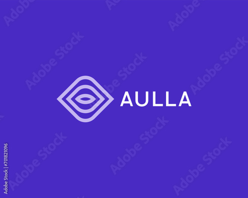 Abstract eye linear logo. Creative optics vision sign. Camera shutter symbol. Universal videographer photographer logotype. Vector illustration.