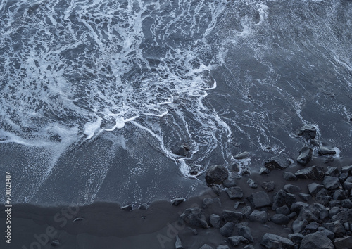 beach with black volcanic sand on  Tenerife photo