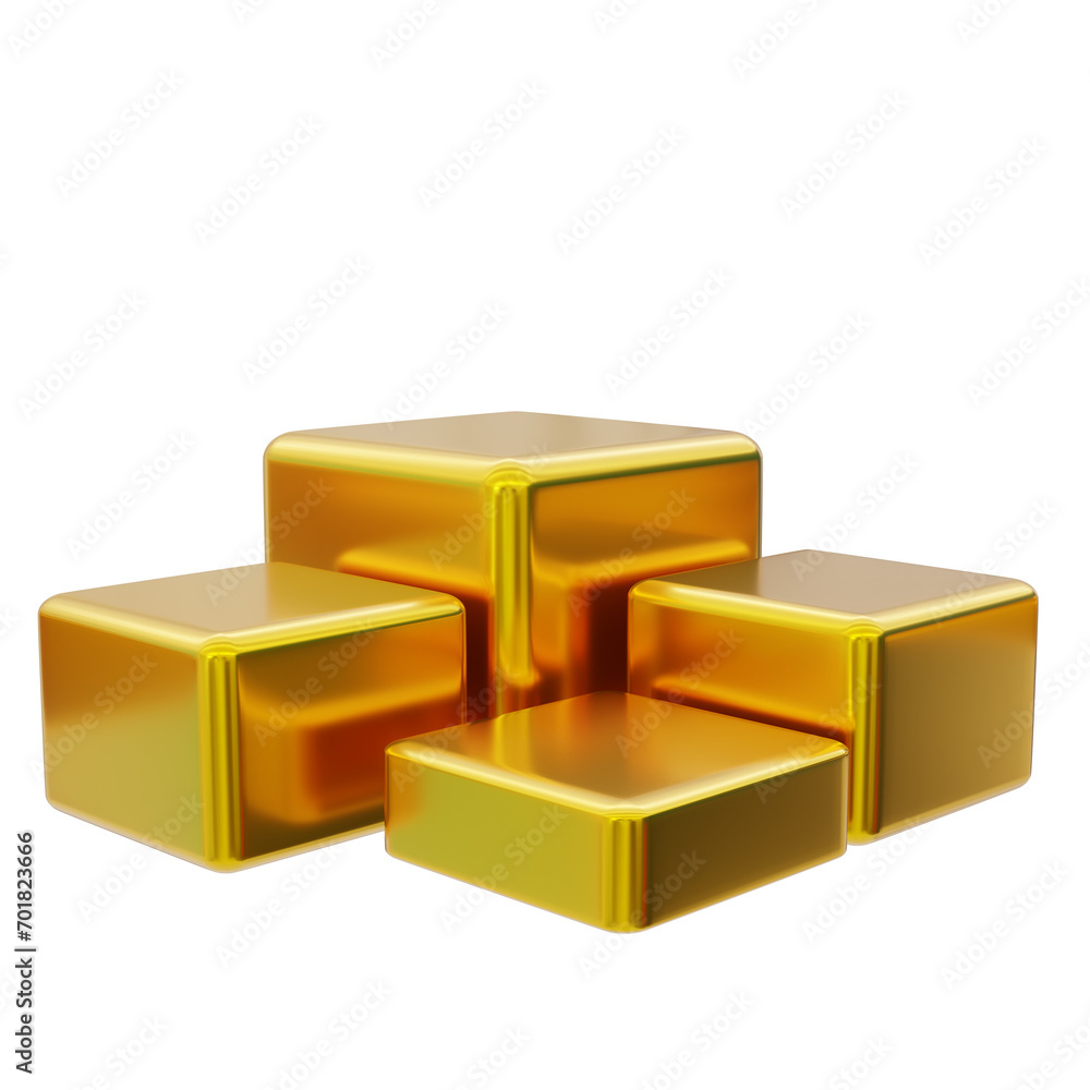 Premium 3d mockup scene. Gold 3d pedestal podium	
