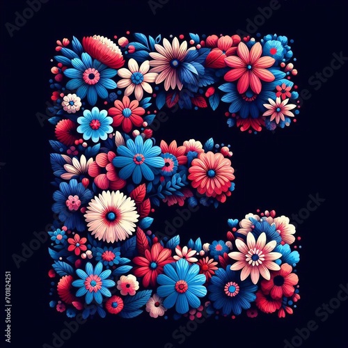 Wallpaper Mural Flower font letter E. AI generated illustration Torontodigital.ca