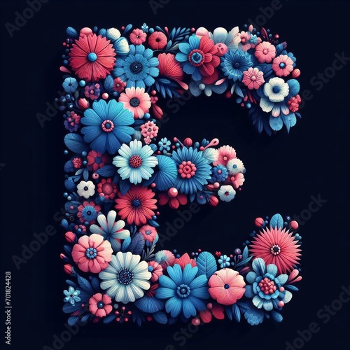 Wallpaper Mural Flower font letter E. AI generated illustration Torontodigital.ca