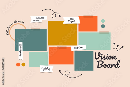 Vector photo collage template moodboard pictures grids vector illustration, vision board