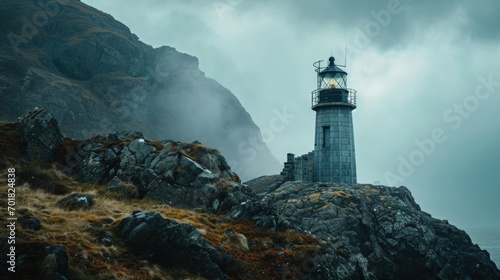 A Majestic Lighthouse Perched on a Wind-Swept Cliff