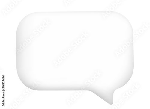 3d speech bubble icon. Text box. White chat bubble on transparent background. Social media messaging concept. Vector illustration