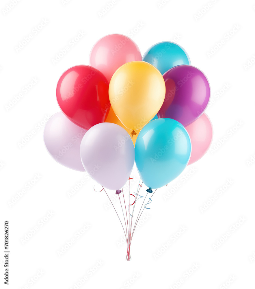 Colorful Balloons isolated on transparent background. PNG file, cut out