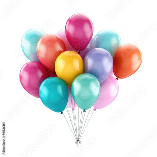 Colorful Balloons isolated on transparent background. PNG file, cut out