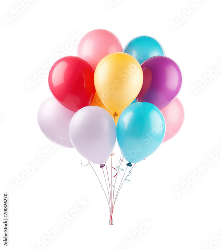 Colorful Balloons isolated on transparent background. PNG file  cut out