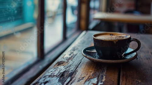 A Cup of Coffee Sitting on Top of a Wooden Table