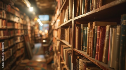 A Beautiful Display of Books in a Serene Library photo