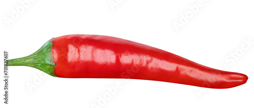 Spicy Chili pepper isolated on white or transparent background. One hot red chilli pepper.