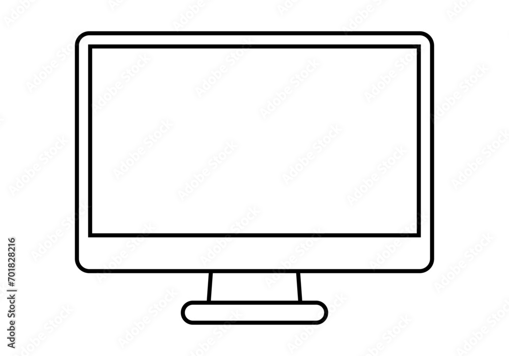 Icono negro de pantalla o monitor en fondo blanco. Icono negro de pantalla o monitor en fondo blanco.