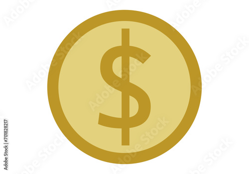 Icono dorado de moneda en dolar.