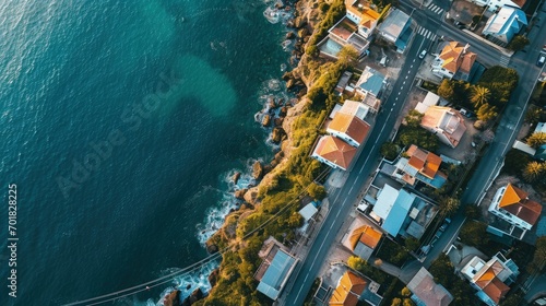 A Bird's Eye View of a Coastal City photo