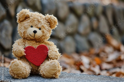 Teddy bear holding a heart. Valentines day © Tixel