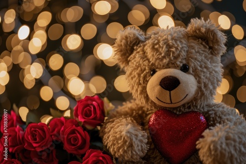 Teddy bear holding a heart. Valentines day