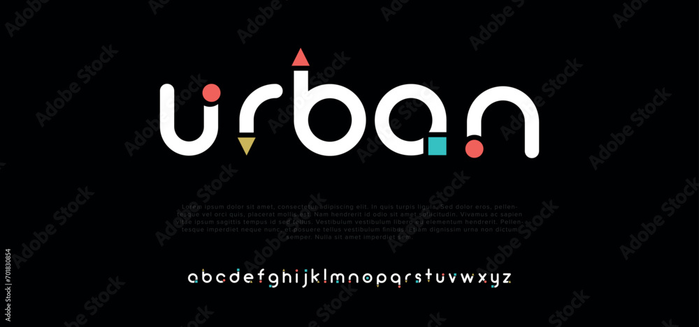Urban creative modern urban alphabet font. Digital abstract moslem, futuristic, fashion, sport, minimal technology typography. Simple numeric vector illustration