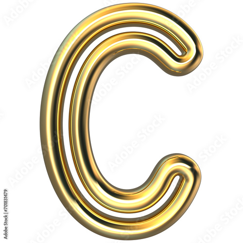 C Font Gold 3D Render