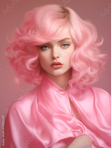 Fashion Model in Pink Style