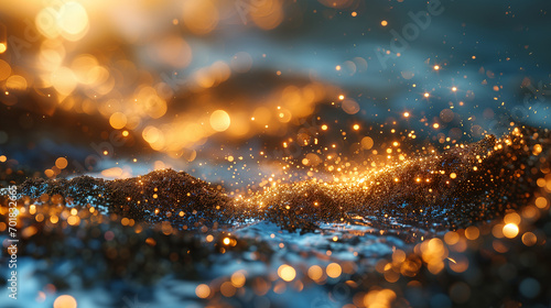 bokeh lights background with mixed brown and yellow warm earthly colors. photo