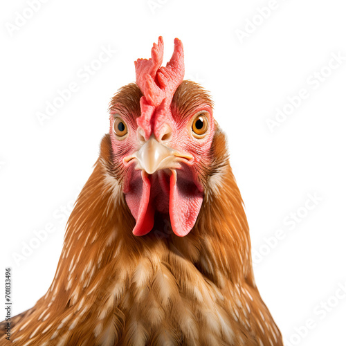 Chicken Portrait: A Close up Rooster Photo, Isolated on Transparent Background, PNG